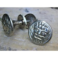 Vintage Paar Von Messing Türknöpfe Mann Gesicht Verzierte Tür Hardware Dummy Türknäufe Ziehen Messinggriff von BrillianceWrought