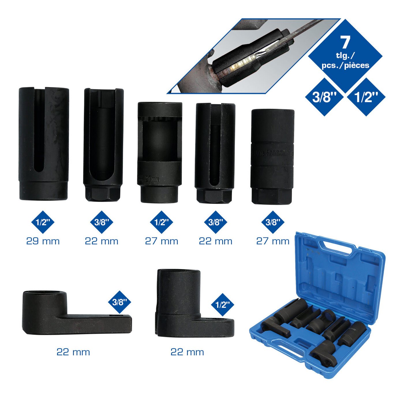 Brilliant Tools Stecknuss, 7-St., Lambdasonden und SensorenSatz, 7-teilig von Brilliant Tools