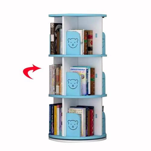 Rundes Bücherregal, 360 ° Drehbar, Lagerregal, Heim-/Arbeitszimmerboden, Multifunktionales Bücherregal Für Studenten Bücherregale(Color:Blau,S:3-Layer) von Brilliant firm