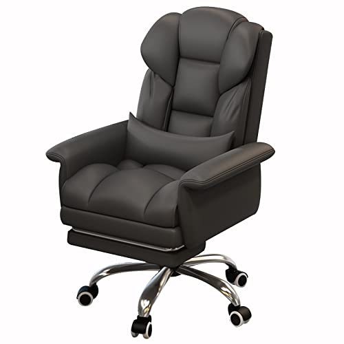 Schwarzer Bürostuhl, bequemes Sitzkissen aus Latex + 360 ° Drehung + Fußstütze, anhebbarer Chefsessel aus Leder/Computerstuhl/PC-Gaming-Stuhl von Brilliant firm