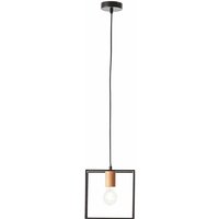 Lampe, Arica Pendelleuchte 20x20cm schwarz/holzfarbend, 1x A60, E27, 60W, Kabel kürzbar / in der Höhe einstellbar - schwarz - Brilliant von Brilliant