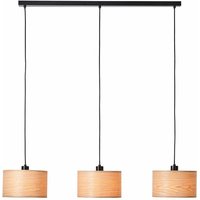 Lampe, Romm Pendelleuchte 3flg holz hell/schwarz, 3x A60, E27, 52W, Kabel kürzbar / in der Höhe einstellbar - schwarz - Brilliant von Brilliant