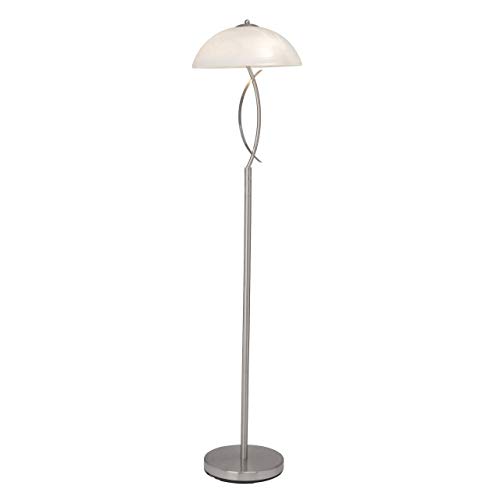 BRILLIANT Lampe Boston Standleuchte eisen/weiß-alabaster | 2x D45, E14, 40W, geeignet für Tropfenlampen (nicht enthalten) | Mit Fußschalter von Brilliant