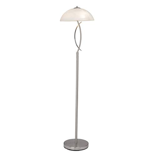 BRILLIANT Lampe Boston Standleuchte eisen/weiß-alabaster | 2x D45, E14, geeignet für Tropfenlampen (nicht enthalten) | Mit Fußschalter von Brilliant