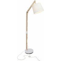 Lampe Carlyn Standleuchte 1flg holz hell/weiß 1x A60, E27, 60W, geeignet für Normallampen (nicht enthalten) Mit Fußschalter - weiß - Brilliant von Brilliant