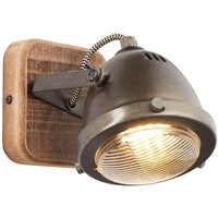 Lampe Carmen Wood Wandspot burned steel/holz 1x PAR51, GU10, 5W, geeignet für Reflektorlampen (nicht enthalten) Kopf schwenkbar - braun - Brilliant von Brilliant