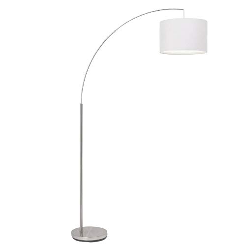 Brilliant Lampe Clarie Bogenstandleuchte 1, 8m eisen/weiß | 1x A60, E27, geeignet für Normallampen (nicht enthalten) | Mit Fußschalter von Brilliant