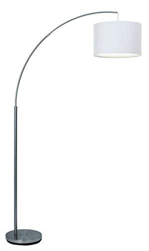 BRILLIANT Lampe Clarie Bogenstandleuchte 1,8m eisen/weiß | 1x A60, E27, 60W, geeignet für Normallampen (nicht enthalten) | Skala A++ bis E | Mit Fußschalter von Brilliant