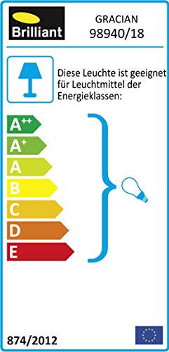 BRILLIANT Lampe Gracian Tischleuchte messing gebürstet | 1x A60, E27, 60W, g.f. Normallampen n. ent. | Für LED-Leuchtmittel geeignet | Mit Schnurzwischenschalter von Brilliant