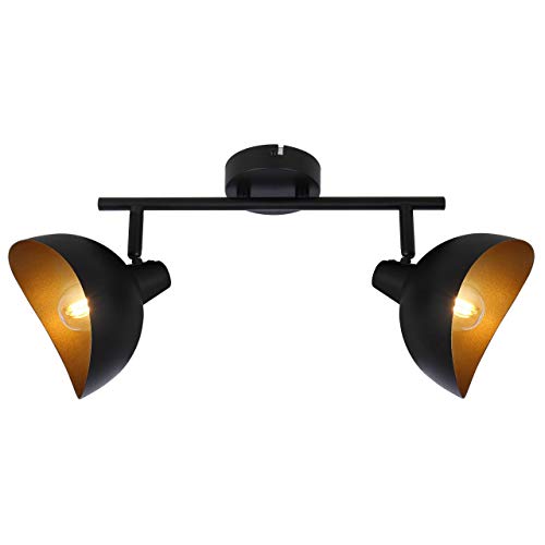 BRILLIANT Lampe Layton Spotrohr 2flg schwarz matt/gold | 2x D45, E14, 25W, geeignet für Tropfenlampen (nicht enthalten) | Köpfe schwenkbar von Brilliant