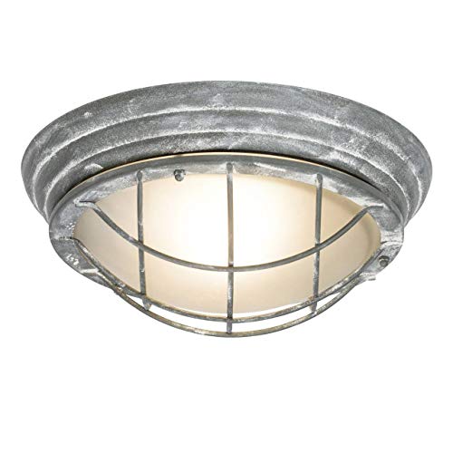 BRILLIANT Lampe Olena Außenwand- und Deckenleuchte 28cm grau Beton/weiß | 1x A60, E27, 46W, geeignet für Normallampen (nicht enthalten) | IP-Schutzart: 44 - spritzwassergeschützt von Brilliant