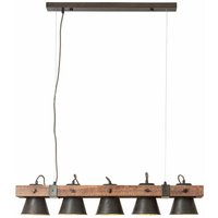 BRILLIANT Lampe Plow Pendelleuchte 5flg schwarz stahl/holz 5x A60, E27, 10W, g.f. Normallampen n. ent. Köpfe schwenkbar Kabel kürzbar - schwarz von Brilliant