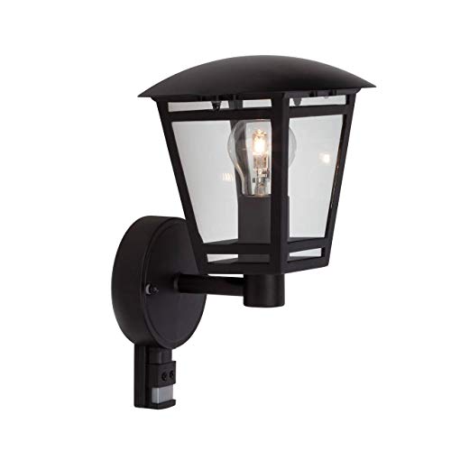 Brilliant Lampe Riley Außenwandleuchte stehend Bewegungsmelder schwarz | 1x A60, E27, 40W, geeignet für Normallampen (nicht enthalten) | IP-Schutzart: 44 - spritzwassergeschützt von Brilliant