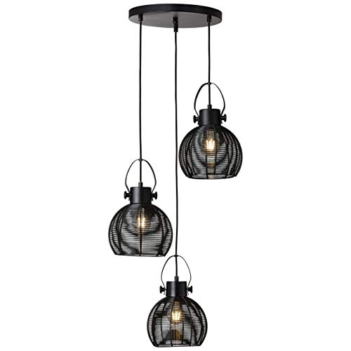 BRILLIANT Lampe Sambo Pendelleuchte 3flg Rondell schwarz | 3x A60, E27, 60W, g.f. Normallampen n. ent. | In der Höhe einstellbar/Kabel kürzbar | Für LED-Leuchtmittel geeignet von Brilliant