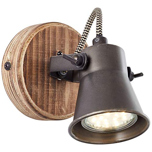 Brilliant Lampe Seed Wandspot schwarz stahl/holz hell | 1x PAR51, GU10, 5W, geeignet für Reflektorlampen (nicht enthalten) | Köpfe schwenkbar von Brilliant
