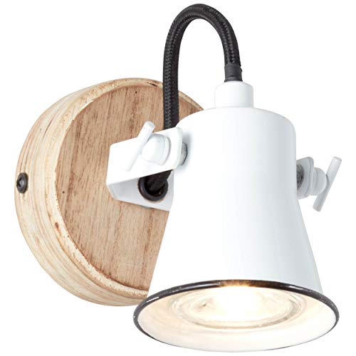 BRILLIANT Lampe Seed Wandspot weiß/holz hell | 1x PAR51, GU10, 5W, geeignet für Reflektorlampen (nicht enthalten) | Köpfe schwenkbar von Brilliant