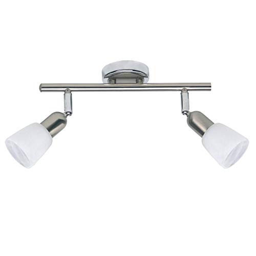 BRILLIANT Lampe Sofia Spotrohr 2flg eisen/chrom/weiß | 2x D45, E14, 40W, geeignet für Tropfenlampen (nicht enthalten) | Köpfe schwenkbar von Brilliant