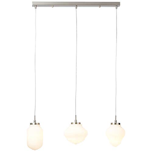 BRILLIANT Lampe Tanic Pendelleuchte 3flg nickel/matt weiß | 3x C35, E14, 25W, geeignet für Kerzenlampen (nicht enthalten) | Skala A++ bis E | In der Höhe einstellbar/Kabel kürzbar von Brilliant