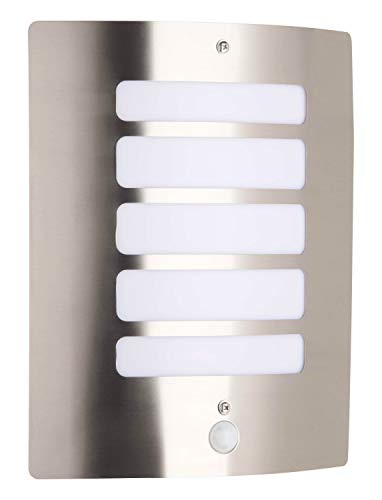 BRILLIANT Lampe Todd Außenwandleuchte Bewegungsmelder edelstahl | 1x A60, E27, 60W, geeignet für Normallampen (nicht enthalten) | Skala A++ bis E | IP-Schutzart: 44 - spritzwassergeschützt von Brilliant