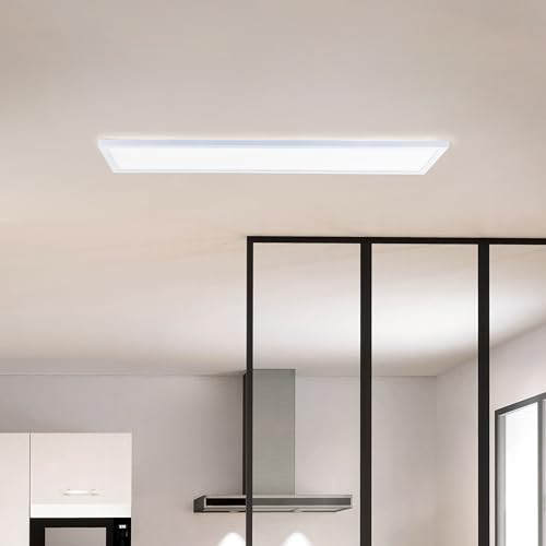 BRILLIANT LED Panel Lumaro 25×96 cm – flache LED Deckenleuchte in Weiß – 24W, 3200 Lumen, 4000K neutralweiß – IP44 feuchtraumgeeignet – Deckenlampe für Bad, Küche, Flur & Wohnbereich von Brilliant