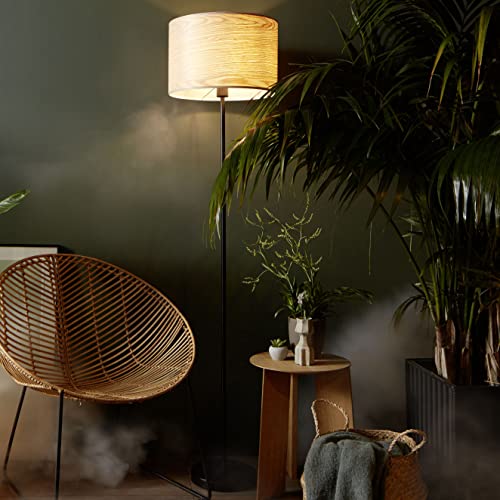 Brilliant 1 flammige Stehlampe im Nature Stil-dekorative Stehleuchte mit Fußschalter-geeignet für E27 Leuchtmittel aus Metall/Holz, in holz hell/schwarz-Ø 38cm & 1,62m Höhe, 93140Z76 von Brilliant