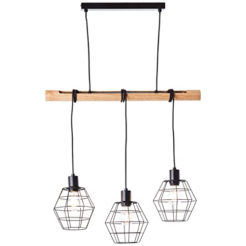 Brilliant 3 flammige Hängelampe im Nature Stil - Pendelleuchte FSC zertifiziert in der Höhe durch Umwickeln des Kabels einstellbar aus Holz/Metall, holz hell/schwarz 120x63cm, 99606Z76 von Brilliant