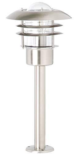 BRILLIANT Lampe Terrence Außensockelleuchte 50cm edelstahl | 1x A60, E27, 60W, geeignet für Normallampen (nicht enthalten) | IP-Schutzart: 44 - spritzwassergeschützt von Brilliant
