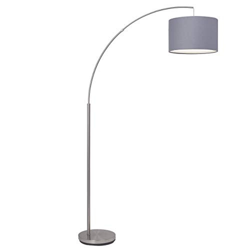 BRILLIANT Lampe Clarie Bogenstandleuchte 1,8m eisen/grau | 1x A60, E27, 60W, geeignet für Normallampen (nicht enthalten) | Skala A++ bis E | Mit Fußschalter von Brilliant