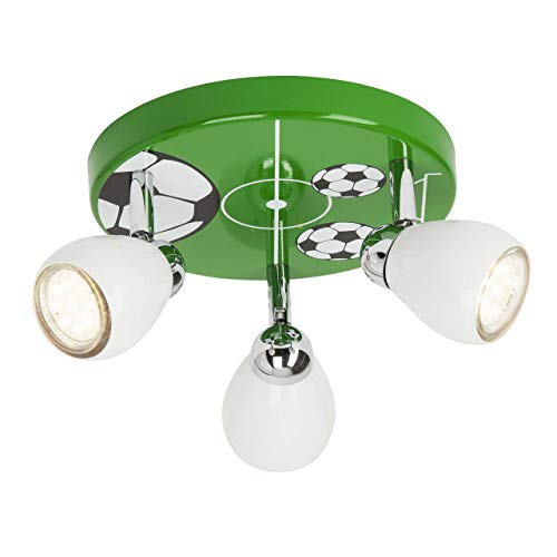 BRILLIANT Lampe Soccer LED Spotrondell 3flg weiß/grün-schwarz-weiß | 3x LED-PAR51, GU10, 3W LED-Reflektorlampen inklusive, (250lm, 3000K) | Köpfe schwenkbar von Brilliant