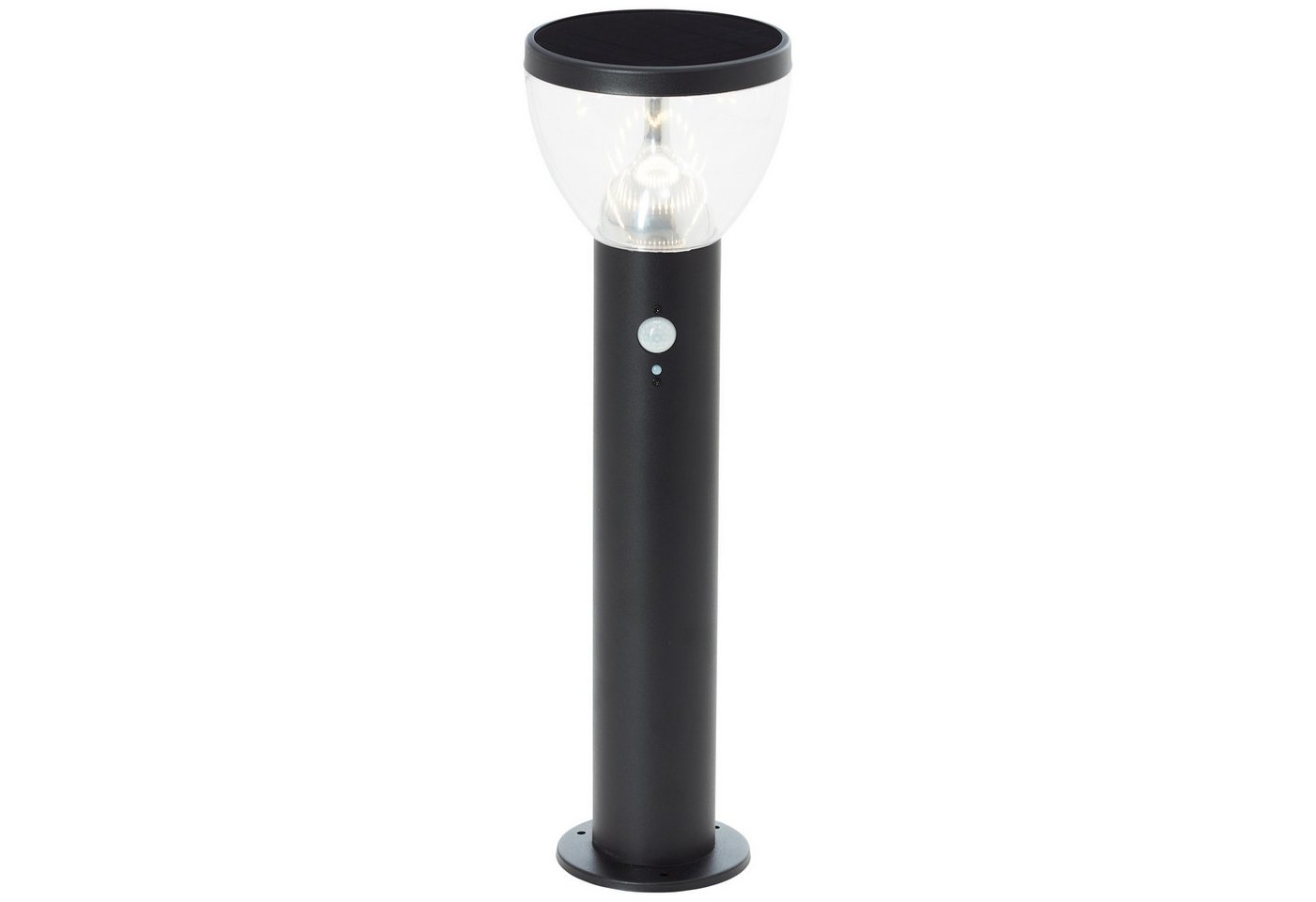 Brilliant Außen-Stehlampe Tulip, Bewegungsmelder, LED fest integriert, Warmweiß, LED Außenleuchte, Solar, 52 cm, 430 lm, 3000 K, Edelstahl, schwarz von Brilliant