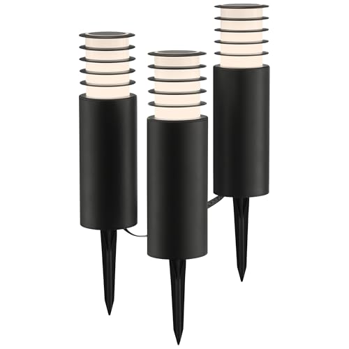 Brilliant Außenleuchte Caruso Gartenspieß 3er Set in schwarz - dimmbare Außenlampe mit RBG, CCT Farbtemperatur einstellbar - Tuya Smart kompatibel, per App steuerbar - LED Gartenstrahler mit IP44 von Brilliant