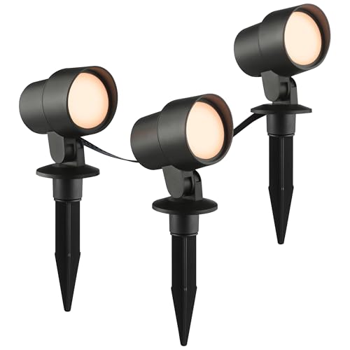 Brilliant Außenleuchte Kamara Gartenspieß 3er Set in schwarz - dimmbare Außenlampe mit RBG, CCT Farbtemperatur einstellbar - Tuya Smart kompatibel, per App steuerbar - LED Gartenstrahler mit IP44 von Brilliant