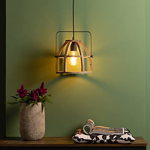 Dimmbare Hängelampe - Pendelleuchte - FSC zertifiziert - 25cm Durchmesser - mit schwenkbarem Kopf - Holz/Metall in holz dunkel/schwarz von Brilliant