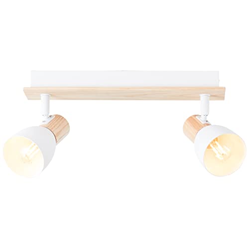 Brilliant Daintree Spotbalken 2flg weiß/natur, Metall/Holz, 2x D45, E14, 28 W Brilliant Daintree Spotbalken 2flg weiß/natur, Metall/Holz, 2x D45, E14, 28 W von Brilliant