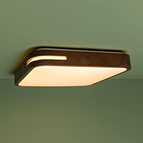 Brilliant Deckenlampe - funktionale LED Deckenleuchte in 3 Stufen über Wandschalter dimmbar - 40x40cm - LED Leuchtmittel geeignet - Holz/Kunststoff/Metall in holz dunkel/weiß von Brilliant