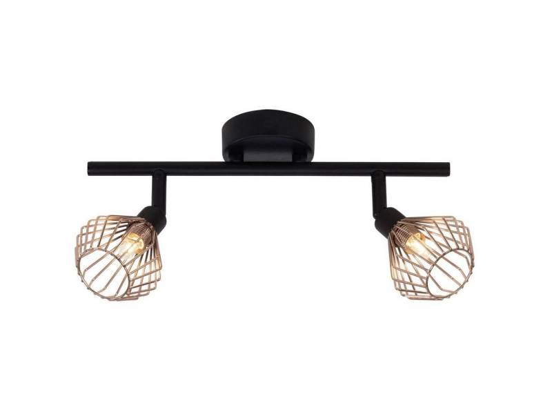 Brilliant Deckenleuchte Dalma, Lampe Dalma Spotrohr 2flg schwarz/kupfer 2x QT14, G9, 33W, geeignet von Brilliant