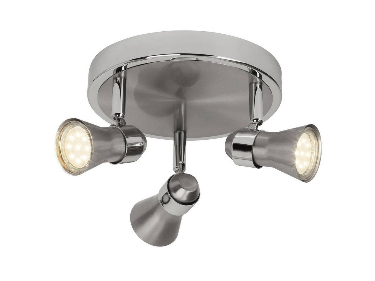 Brilliant Deckenleuchten Sanny, Warmweiß, Lampe Sanny LED Spotrondell 3flg eisen/chrom 3x LED-PAR51, GU10, 3W von Brilliant