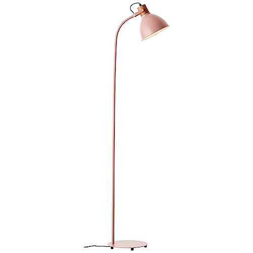 Brilliant Erena Standleuchte 1,5m hellrosa Metall/Holz Fußschalter 1x A60, E27, 40 W, Geeignet für Normallampe (nicht enthalten) von Brilliant