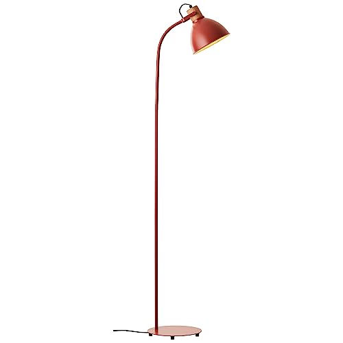 Brilliant Erena Standleuchte 1,5m rot Metall/Holz Fußschalter 1x A60, E27, 40 W, Geeignet für Normallampe (nicht enthalten) von Brilliant