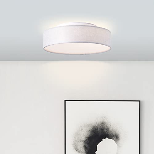 Brilliant Funktionale Deckenlampe in grau - dekorative LED Deckenleuchte - 38cm Durchmesser - in 3 Stufen über Wandschalter dimmbar - mit Memory-Funktion - Metall/Textil von Brilliant
