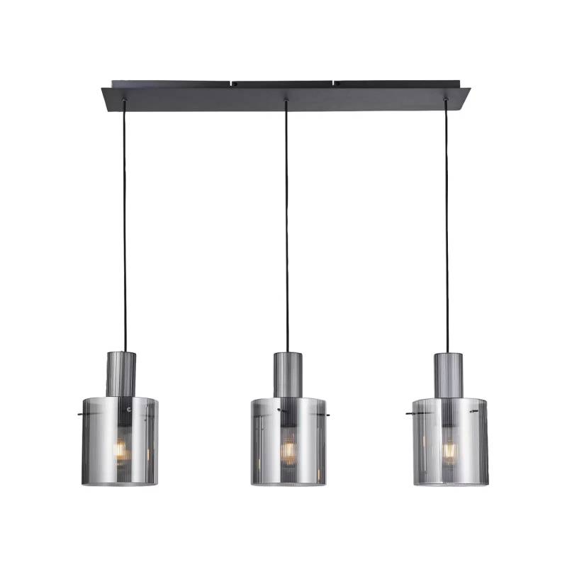 Brilliant Hängelampe Riffelini Länge 98 Cm Rauchgrau Schwarz Hängeleuchte Lampe B-Ware von Brilliant