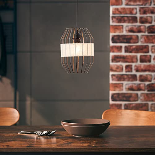 Brilliant Hängelampe im Nature Stil - Pendelleuchte mit Schirm höhenverstellbar dimmbar bei Verwendung geeigneter Leuchtmittel aus Metall/Textil, in schwarz/natur - Ø 23cm von Brilliant