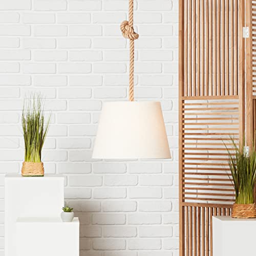 Brilliant Hängelampe im Nature Stil - dimmbare Pendelleuchte stilvollen Textilschirm - 1x E27 max. 40W - geeignet für Leuchtmittel aus Seil/Textil/Metall,in natur/weiß - Ø 35cm & 1,3m Höhe,99194Z09 von Brilliant