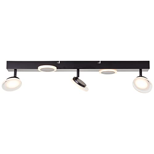 Brilliant LED Decken Strahler - 3 flammige Spotbalken im zeitlosen Design mit schwenkbaren Köpfen & 3x Spots und 2x Dekolichter aus Metall/Kunststoff, in schwarz - 70cm Breite von Brilliant