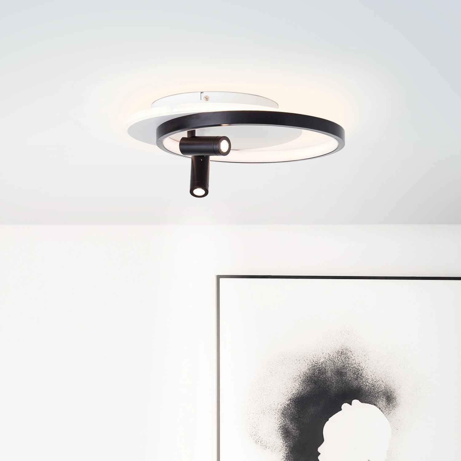 Brilliant LED-Deckenleuchte Eunomia 35 cm x 30 cm 2-flammig Schwarz und Weiß von Brilliant