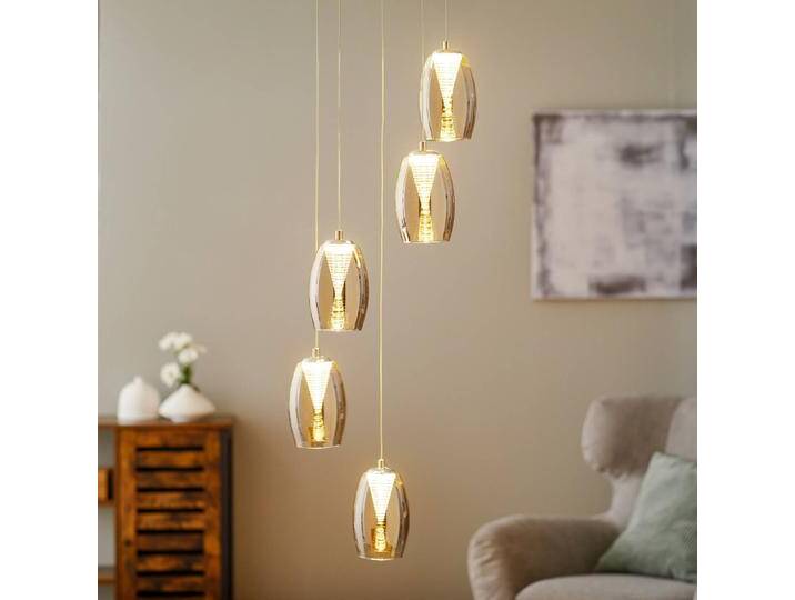 Brilliant LED-Hängeleuchte Metropolis Rauchglas fünfflammig für Wohn & Esszimmer - Modern von Brilliant