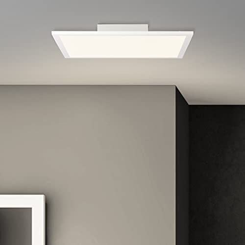 Brilliant LED Panel Aufbaupaneel - funktionale Deckenaufbau-Paneel mit flächtigen und warmweißem Licht - flächiges Licht - aus Metall/Kunststoff, in weiß - 40x40cm von Brilliant