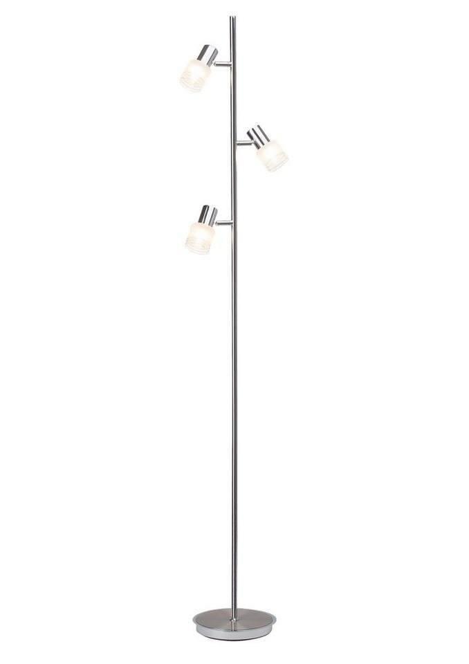 Brilliant LED Stehlampe LEA, LED wechselbar, 157cm Höhe, 3 x E14 max. 4W, eisen/chrom, schwenkbar, Metall/Glas von Brilliant