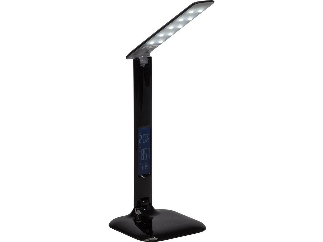 Brilliant LED Tischleuchte Glenn, LED fest integriert, Farbwechsler, H 55 cm, dimmbar, CCT, Touch-, Uhr/Wecker-, Kalenderfunktion, schwarz von Brilliant