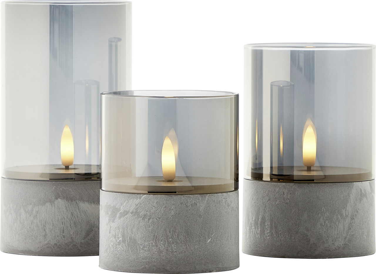 Brilliant LED Tischleuchten Kerzen Bougie grau rauchglas 3 Stück von Brilliant